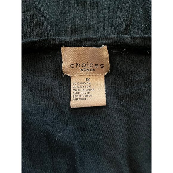 Choices Woman Black & Red Scroll Embroidered Top Size 1X - Picture 6 of 7